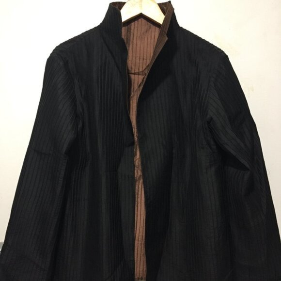 REVERSIBLE OPEN FRONT SILK BLAZER SIZE L - Picture 1 of 7